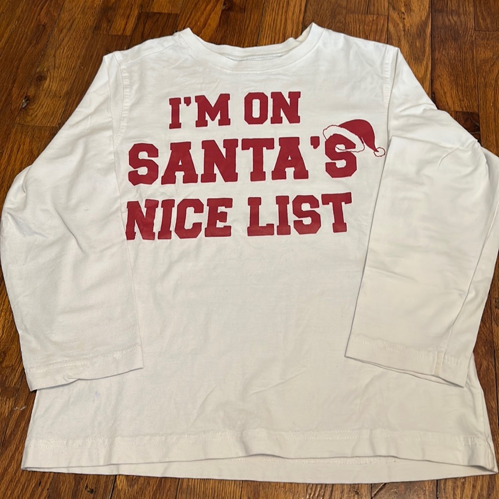 Crazy 8 Christmas L/S tee “ I’m on Santa’s nice List”. Size Med or 7/8.